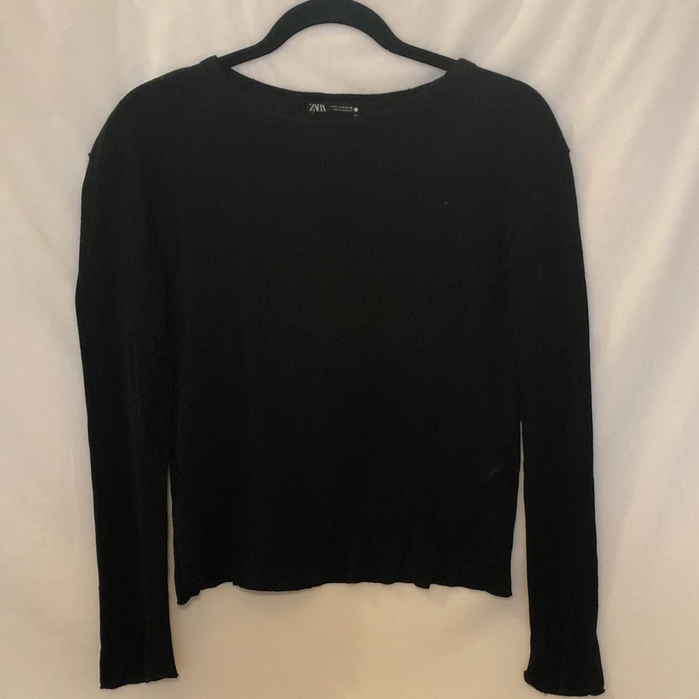 Zara Classic Black Long Sleeve Top
